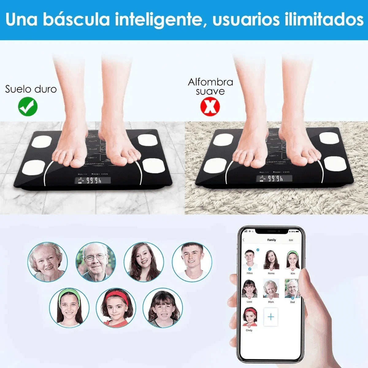 Báscula digital inteligente Bluetooth ⭐⭐⭐⭐⭐
