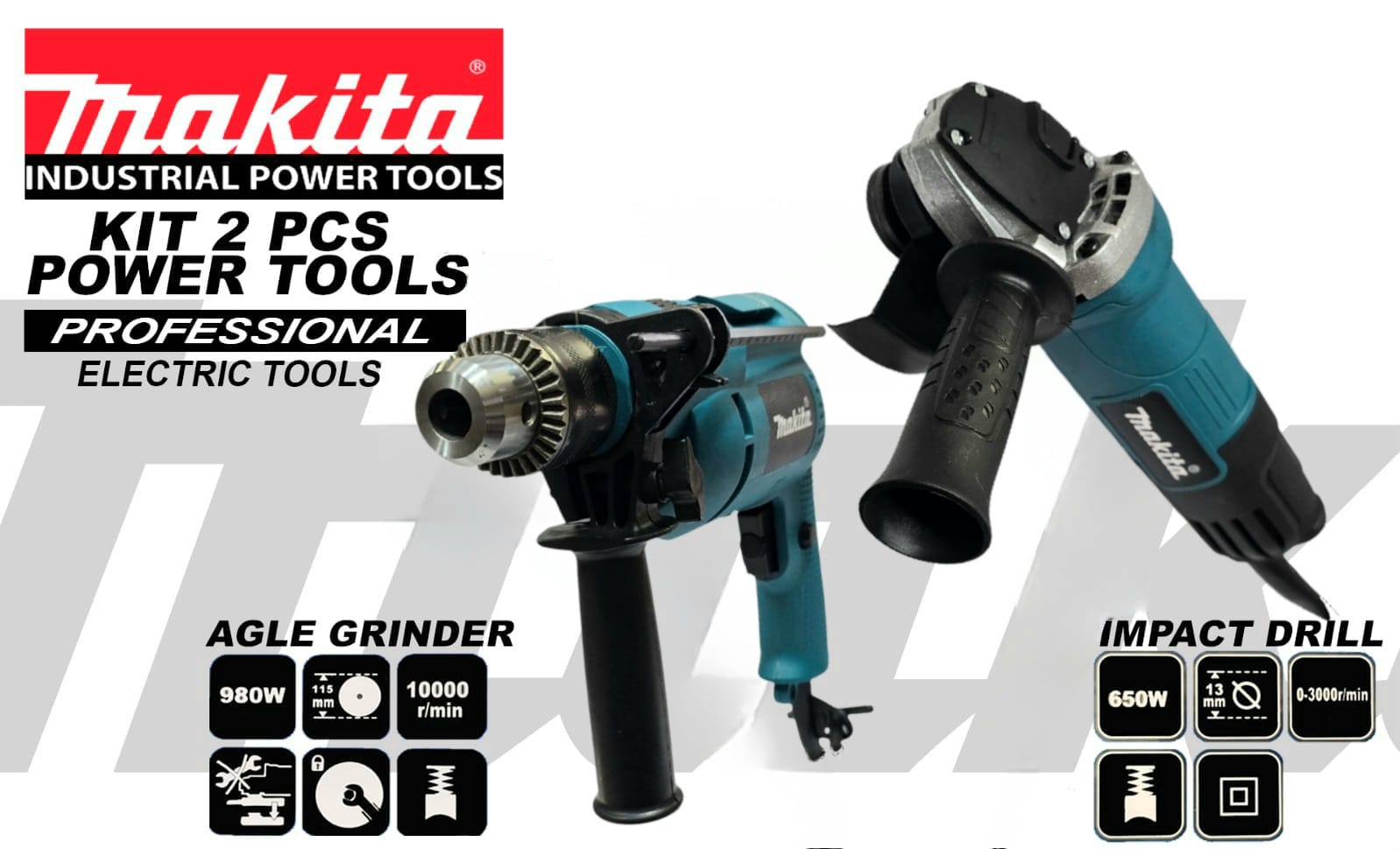 Combo Taladro percutor y Pulidora Makita