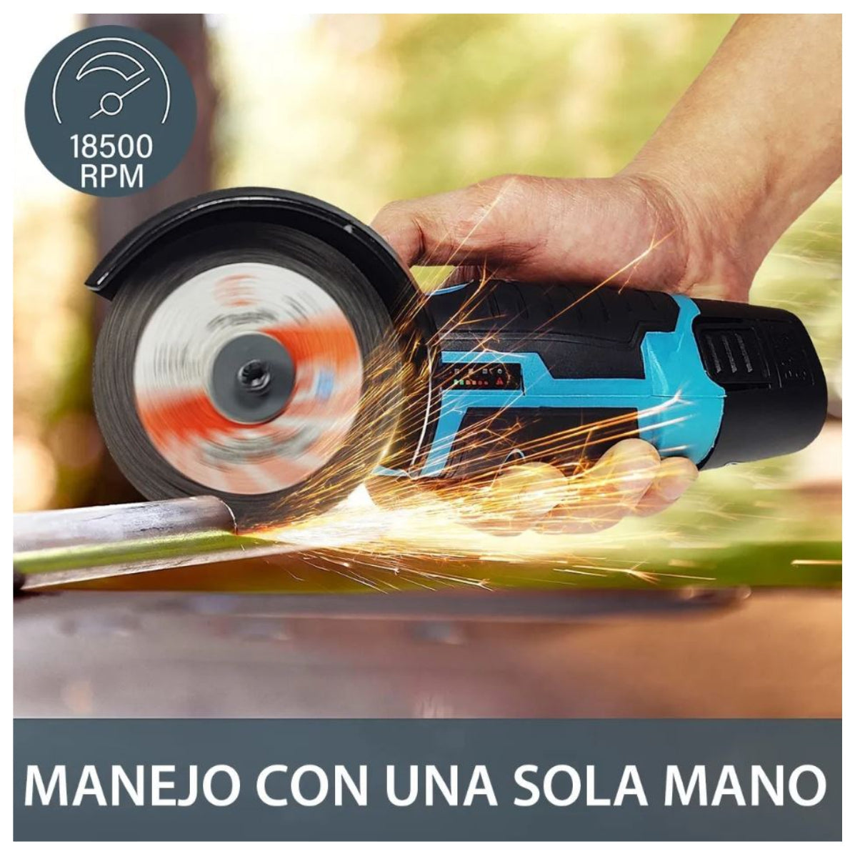 Mini amoladora angular 12V con disco de corte