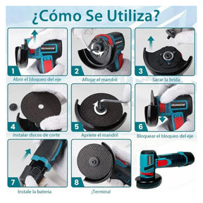 Mini amoladora angular 12V con disco de corte