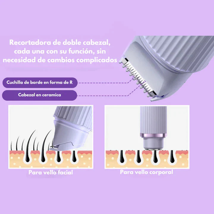 GlowSkin® Recortadora profesional 2 en 1 para el bikini y el vello facial