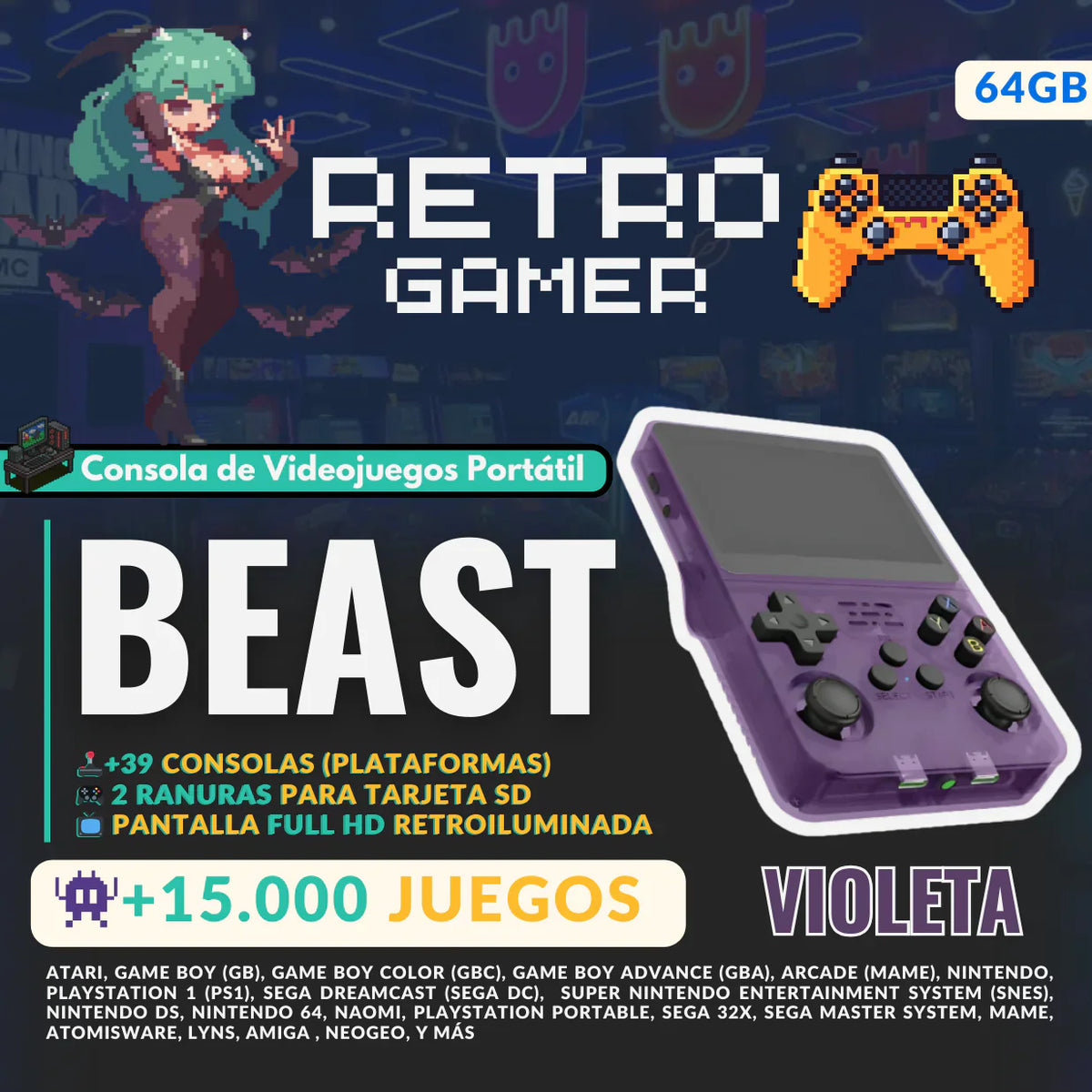 RetroGamer® BEAST. Consola de videojuegos portátil.