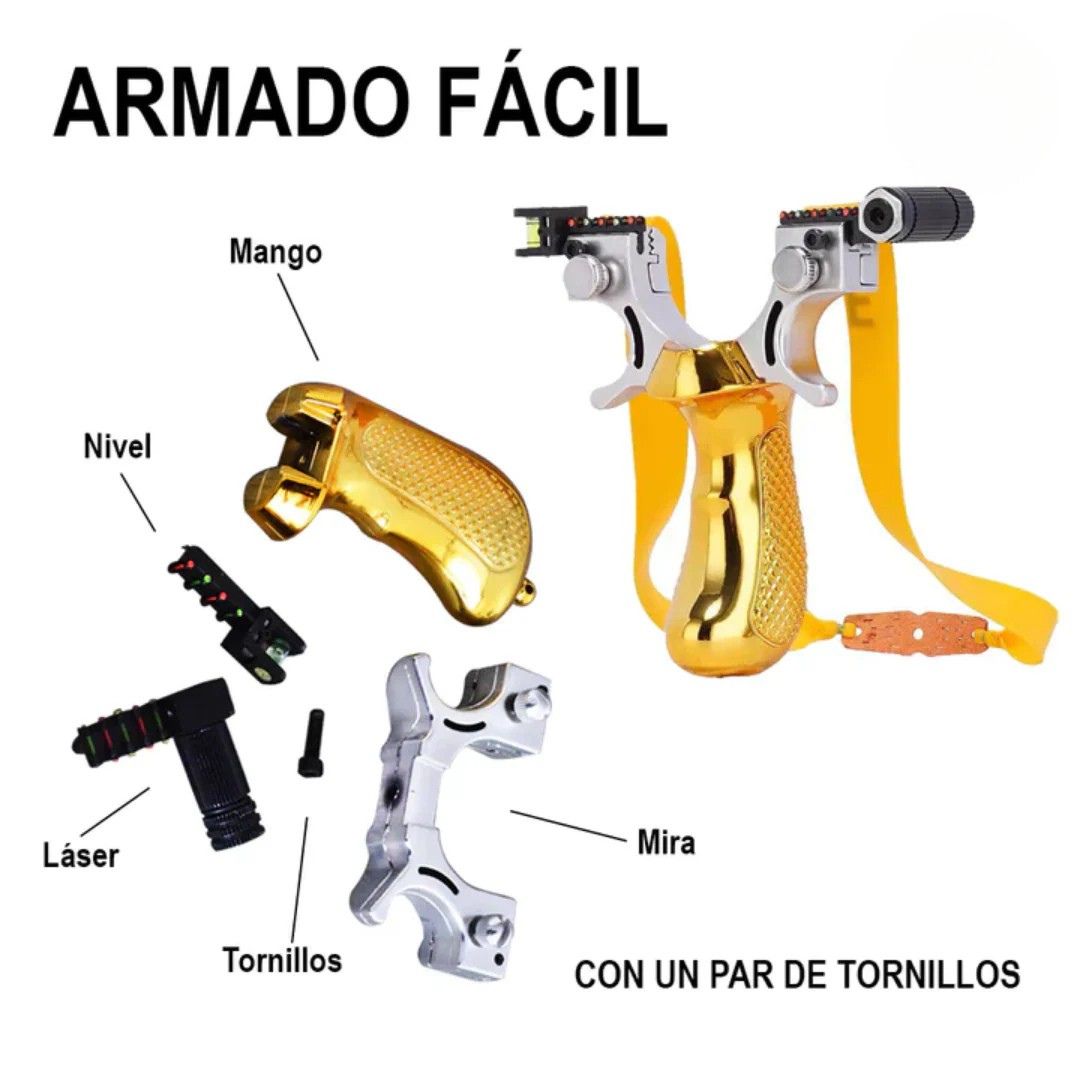 Resortera profesional de alta precisión con láser