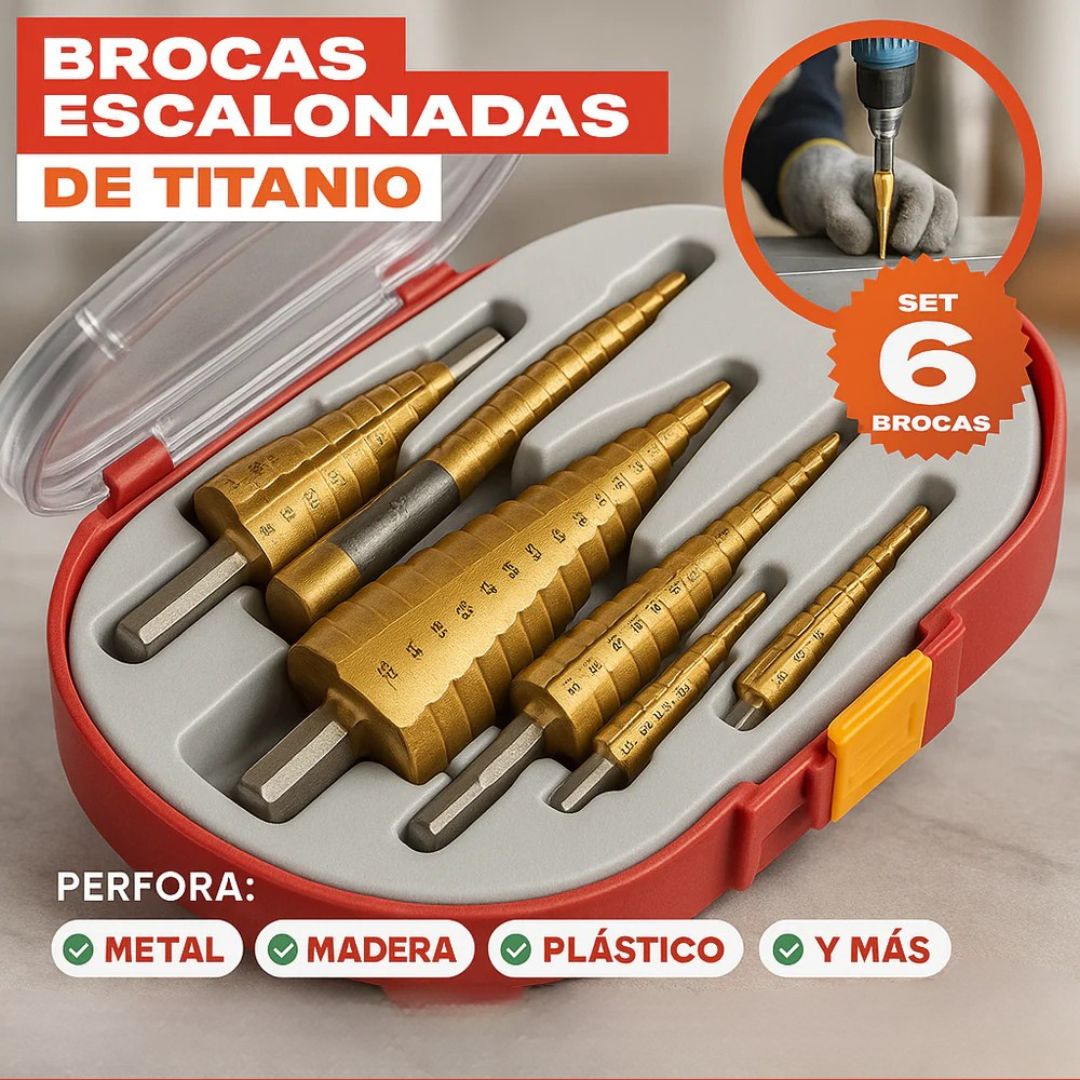 SET DE 6 BROCAS ESCALONADAS DE TITANIO - 7406.85