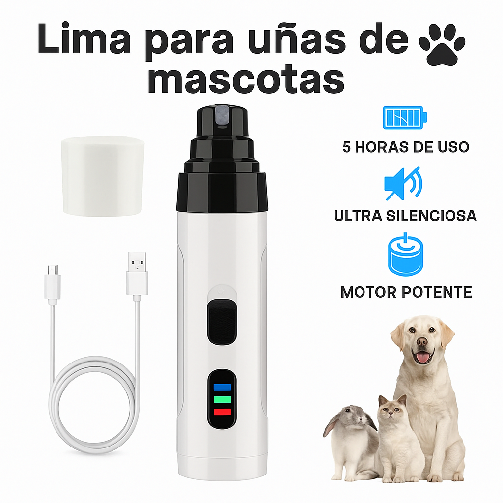 SilentGrind Pro® Amoladora de uñas eléctrica recargable por USB para mascotas