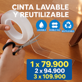 PROMO 3x1 Cinta Doble Faz Lavable Y Reutilizable
