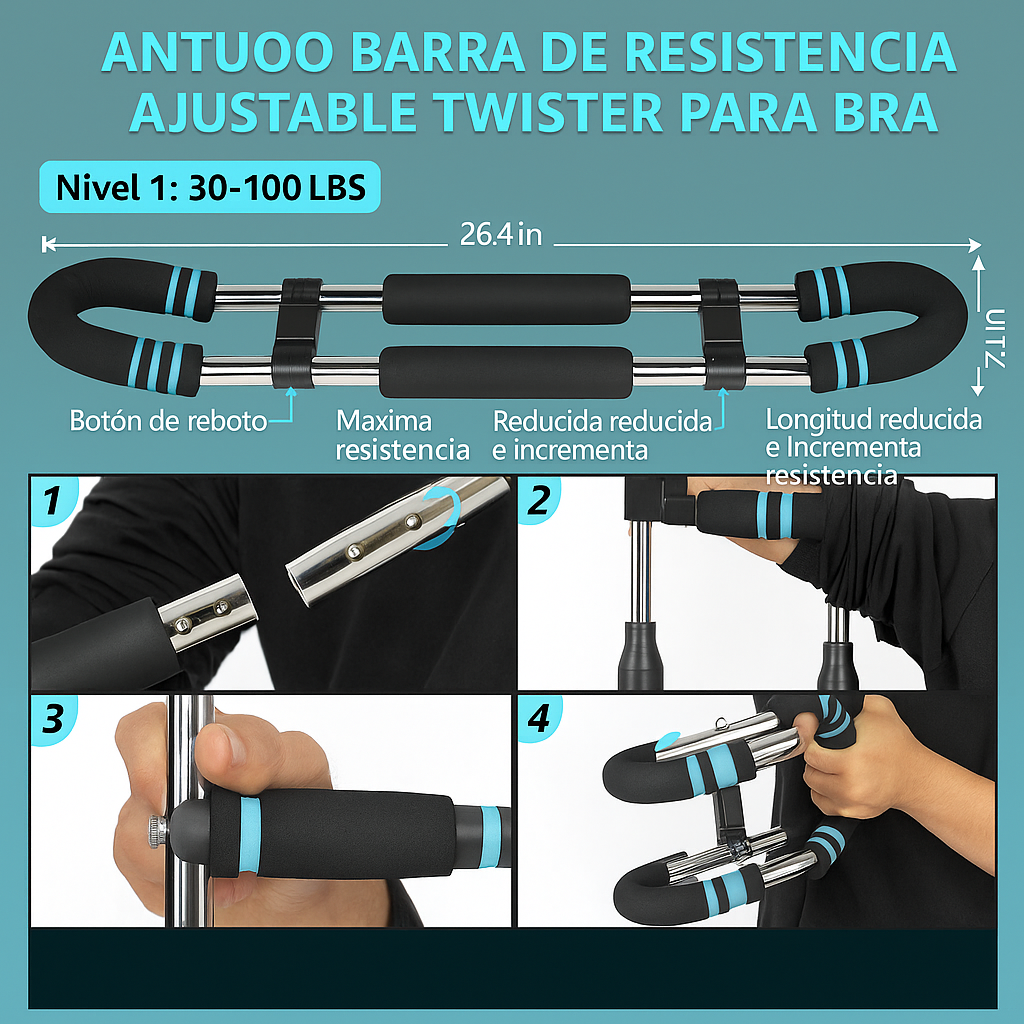 Barra de Resistencia Portátil – Entrena Pecho y Brazos en Casa