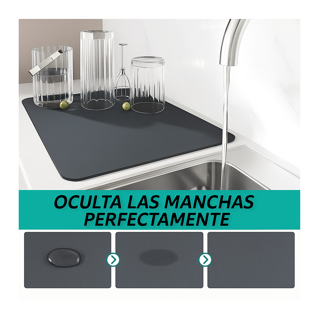 DryMat™ Tapete de Secado Rápido para Cocina – Absorbe Gotas y Mantiene tus Superficies Secas