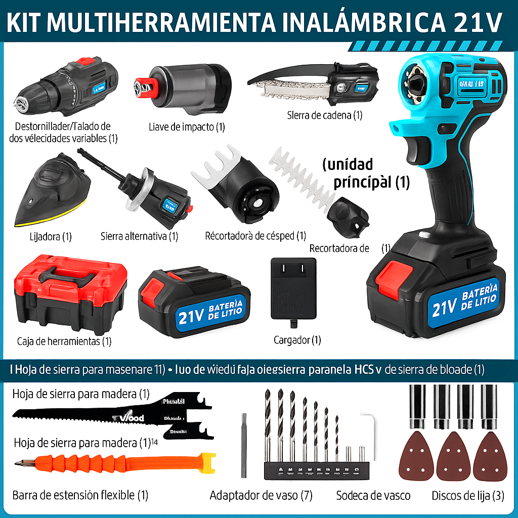 ToolMaster 21X - Una sola pieza con +10  herramientas Profesional para todo tu taller