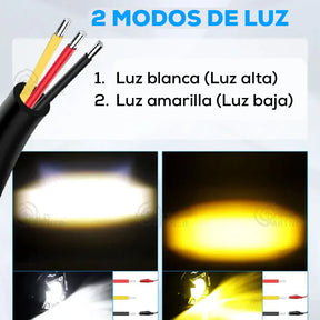 Exploradoras Turbo LED Doble Color – Máxima Potencia y Seguridad para tu Moto o Carro