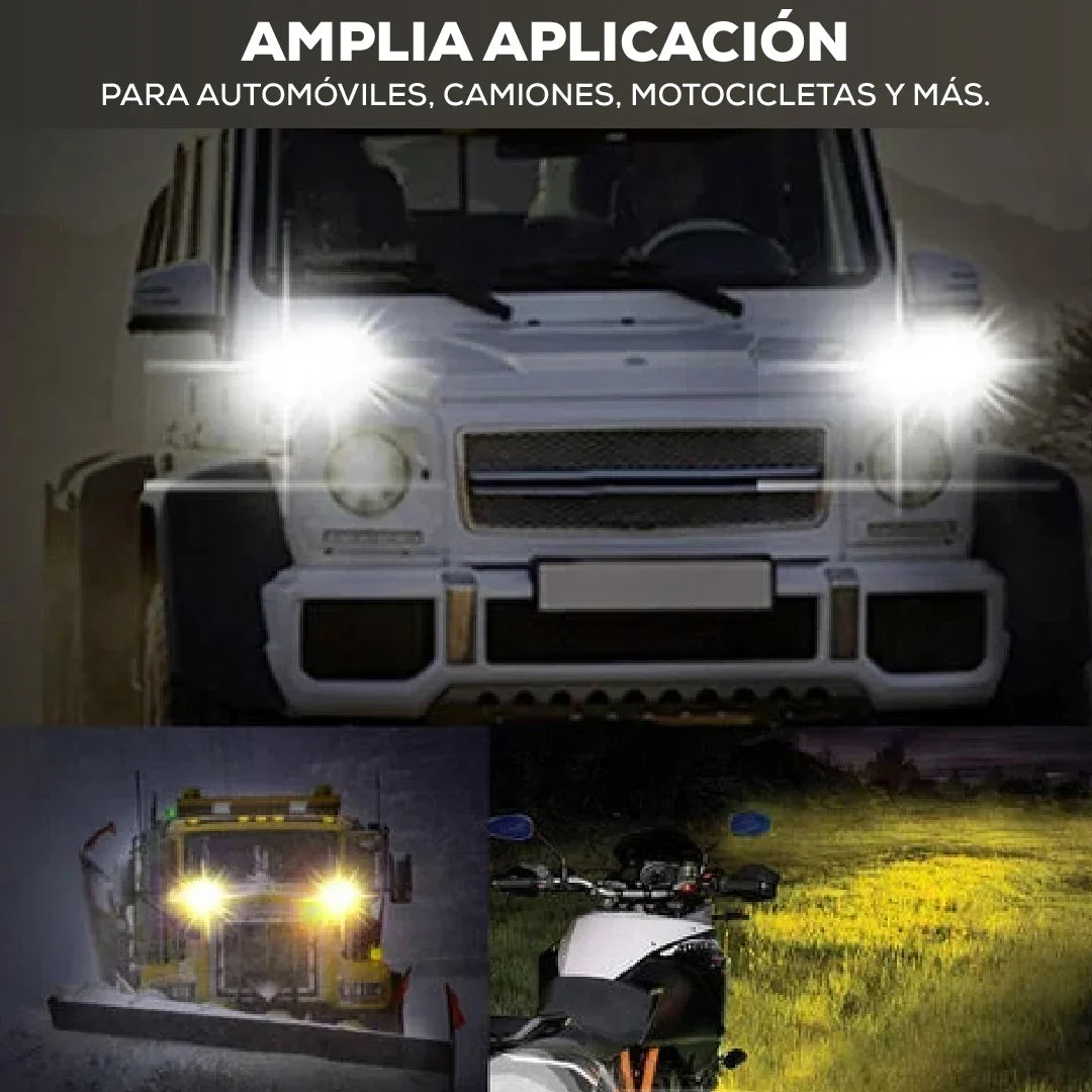 Exploradoras Turbo LED Doble Color – Máxima Potencia y Seguridad para tu Moto o Carro