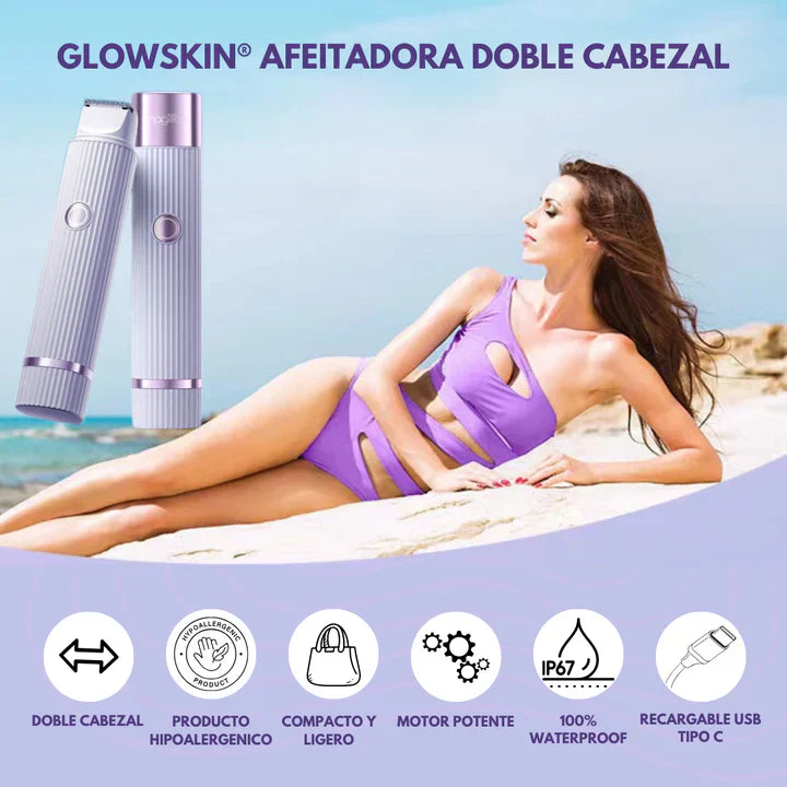 GlowSkin® Recortadora profesional 2 en 1 para el bikini y el vello facial