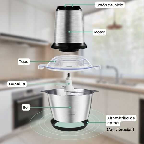 KitchenPro® Picadora Eléctrica profesional 4 en 1